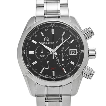 グランドセイコー スポーツコレクション スプリングドライブ クロノグラフ GMT SBGC203 ブラック メンズ 時計 【中古】【wristwatch】