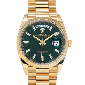 ロレックス デイデイト 36 128238A ブライトグリーン/バケットダイヤモンド メンズ 時計 【中古】【wristwatch】
