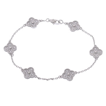 ヴァン クリーフ&アーペル スウィートアルハンブラ ブレスレット 6モチーフ シルバー VCARO85700 K18ホワイトゴールド WG レディース ジュエリー 【中古】【jewelry】