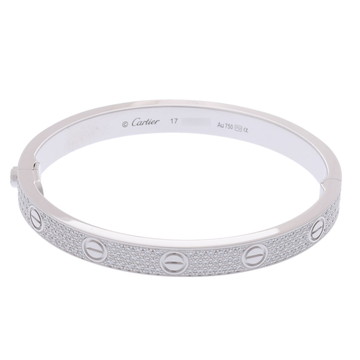 カルティエ ラブブレスレット #17 フルパヴェ シルバー K18ホワイトゴールド WG レディース ジュエリー 【中古】【jewelry】