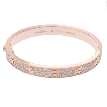 カルティエ ラブブレスレット #16 フルパヴェ ゴールド K18ピンクゴールド PG レディース ジュエリー 【中古】【jewelry】