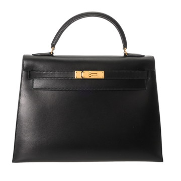 エルメス ケリー 32 外縫い ブラック ボックスカーフ レディース バッグ 【中古】【bag】