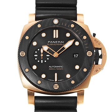 パネライ サブマーシブル ゴールドテック オロカーボ PAM01070 ブラック メンズ 時計 【中古】【wristwatch】