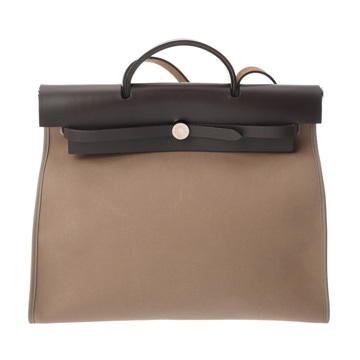 エルメス エールバッグ ジップ MM 2WAY エトゥープ/エベンヌ トワルオフィシエ/ヴァッシュハンター ユニセックス バッグ 【中古】【bag】