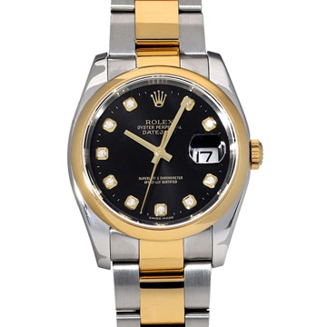 ロレックス デイトジャスト 36 116203G ブラック/ダイヤモンド メンズ 時計 【中古】【wristwatch】