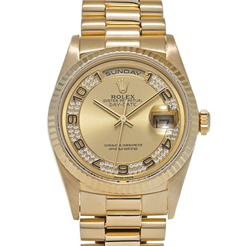 ロレックス デイデイト 18238MA シャンパン/ミリヤードダイヤモンド メンズ 時計 【中古】【wristwatch】