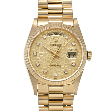ロレックス デイデイト 36 18238G シャンパンコンピュータ/ダイヤモンド メンズ 時計 【中古】【wristwatch】