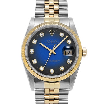 ロレックス デイトジャスト 16233G ブルー・グラデーション/ダイヤモンド メンズ 時計 【中古】【wristwatch】