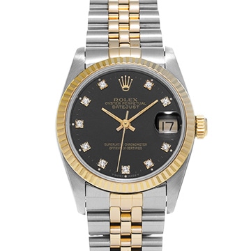 ロレックス デイトジャスト 68273G ブラック/ダイヤモンド ユニセックス 時計 【中古】【wristwatch】