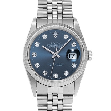 ロレックス デイトジャスト 16234G ブルー/ダイヤモンド メンズ 時計 【中古】【wristwatch】