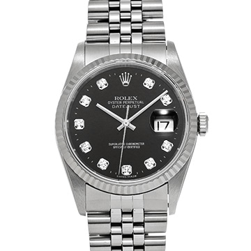 ロレックス デイトジャスト 36 16234G ブラック/ダイヤモンド メンズ 時計 【中古】【wristwatch】