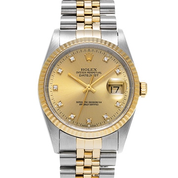 ロレックス デイトジャスト 16233G シャンパン/ダイヤモンド メンズ 時計 【中古】【wristwatch】