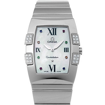 オメガ コンステレーション クアドレラ クォーツ 1586.79 ホワイトシェル/ルビー/サファイア/エメラルド レディース 時計 【中古】【wristwatch】