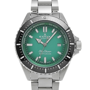 エドックス スカイダイバー ネプチュニアン オートマティック 80120-3NM-VDN グリーン メンズ 時計 【中古】【wristwatch】