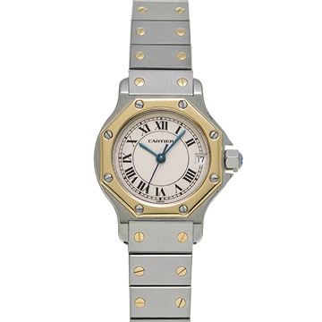 カルティエ サントス オクタゴン SM W2001683 アイボリー レディース 時計 【中古】【wristwatch】