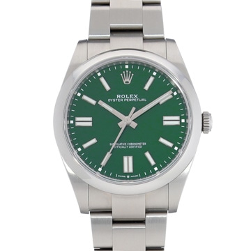 ロレックス オイスターパーペチュアル 41 124300 グリーン メンズ 時計 【中古】【wristwatch】
