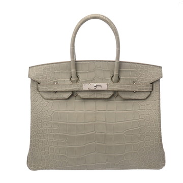 エルメス バーキン 35 パールグレ アリゲーターマット ユニセックス バッグ 【中古】【bag】
