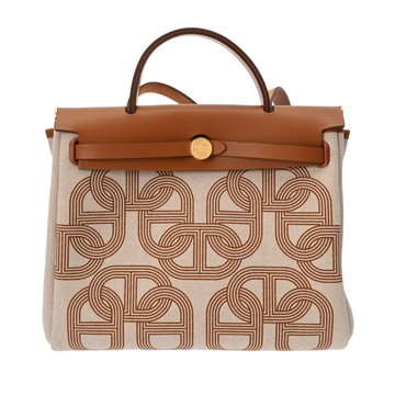 エルメス エールバッグ ジップ PM フォープ/ベージュ トワルアッシュ/ヴァッシュハンター レディース バッグ 【中古】【bag】