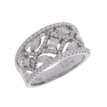 クイーン ダイヤリング シルバー K18ホワイトゴールド WG レディース ジュエリー 【中古】【jewelry】