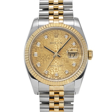 ロレックス デイトジャスト 116233G シャンパンコンピュータ/ダイヤモンド メンズ 時計 【中古】【wristwatch】