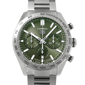 タグ ホイヤー カレラ キャリバーホイヤー02 スポーツ クロノグラフ CBN2A10.BA0643 グリーン メンズ 時計 【中古】【wristwatch】