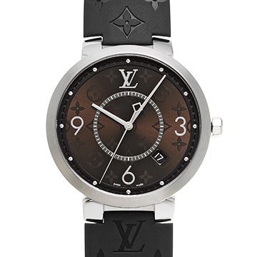 ルイ ヴィトン タンブール スリム モノグラム マカサーGM QA005Z ブラウン メンズ 時計 【中古】【wristwatch】