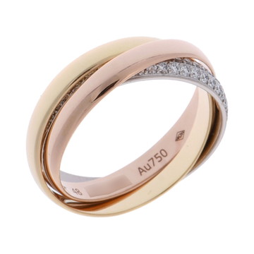 カルティエ トリニティリング SM #48 セミパヴェ ゴールド K18イエローゴールド YG/K18ピンクゴールド PG/K18ホワイトゴールド WG レディース ジュエリー 【中古】【jewelry】