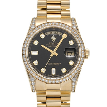 ロレックス デイデイト 118388A ブラック/ダイヤモンド メンズ 時計 【中古】【wristwatch】