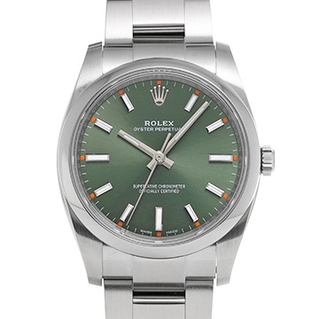 ロレックス オイスターパーペチュアル 114200 オリーブグリーン メンズ 時計 【中古】【wristwatch】