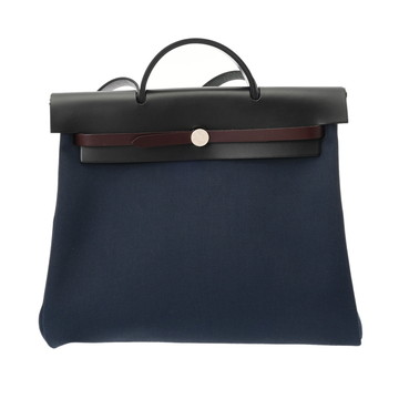 エルメス エールバッグ ジップ MM 2WAY ブルーマリン/ブルーインディゴ/ブラック/ルージュセリエ トワルオフィシエ/ヴァッシュハンター ユニセックス バッグ 【中古】【bag】