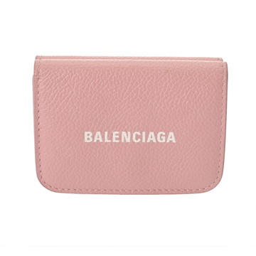 バレンシアガ キャッシュ ミニウォレット ピンクベージュ 593813 レザー ユニセックス 財布 【中古】【purse】