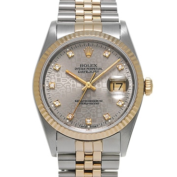 ロレックス デイトジャスト 16233G グレーコンピュータ/ダイヤモンド メンズ 時計 【中古】【wristwatch】