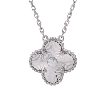 ヴァン クリーフ&アーペル ヴィンテージアルハンブラ ネックレス ギヨシェ 2020年ホリデー シルバー VCARP6L800 K18ホワイトゴールド WG レディース ジュエリー 【中古】【jewelry】