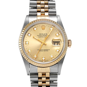 ロレックス デイトジャスト 16233G シャンパン/ダイヤモンド メンズ 時計 【中古】【wristwatch】