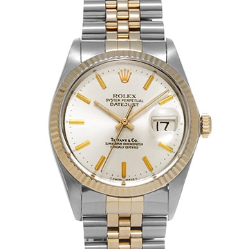ロレックス デイトジャスト ティファニーダブルネーム 16013 シルバー メンズ 時計 【中古】【wristwatch】
