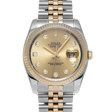 ロレックス デイトジャスト 116233G シャンパン/ダイヤモンド メンズ 時計 【中古】【wristwatch】