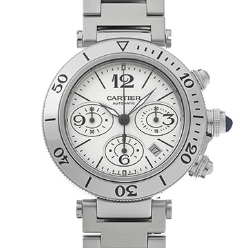 カルティエ パシャ シータイマー クロノグラフ W31089M7 シルバー メンズ 時計 【中古】【wristwatch】