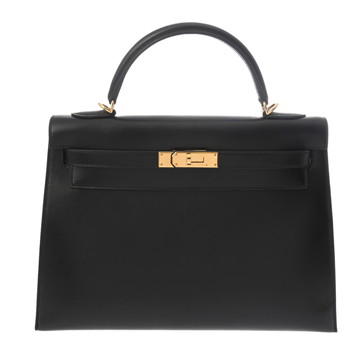 エルメス ケリー 32 外縫い ブラック ボックスカーフ レディース バッグ 【中古】【bag】