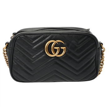 グッチ GGマーモント スモール カメラバッグ  ブラック 447632  キルティングレザー レディース バッグ 【中古】【bag】