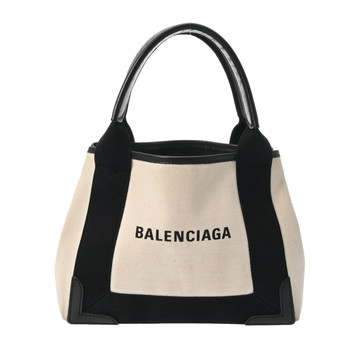 バレンシアガ ネイビーカバス XS ホワイト/ブラック 390346.1081.Y.538735 キャンバス/レザー レディース バッグ 【中古】【bag】