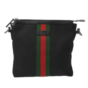 グッチ シェリーライン ショルダーバッグ アウトレット品 ブラック 631199 527066 キャンバス/レザー メンズ バッグ 【中古】【bag】