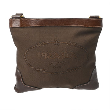 プラダ ショルダーバッグ ブラウン BT0537 キャンバス/レザー メンズ バッグ 【中古】【bag】
