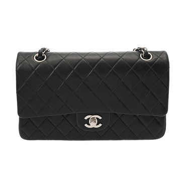シャネル マトラッセ Wフラップ Wチェーンショルダー 25 ブラック A01112 ラムスキン レディース バッグ 【中古】【bag】