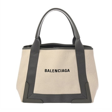 バレンシアガ ネイビーカバス S ホワイト/グレー 339933 キャンバス/レザー レディース バッグ 【中古】【bag】