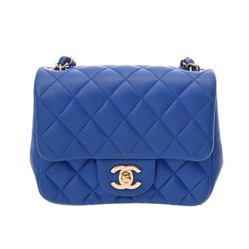 シャネル マトラッセ ミニフラップバッグ 17 ブルー A35200 ラムスキン レディース バッグ 【中古】【bag】