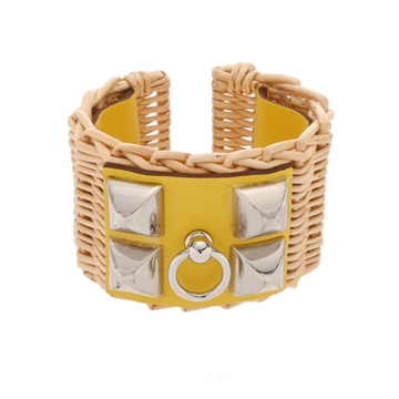 エルメス コリエドシアン ブレスレット ピクニック ライム/シルバー金具 ラタン/バレニア レディース ジュエリー 【新品】【jewelry】