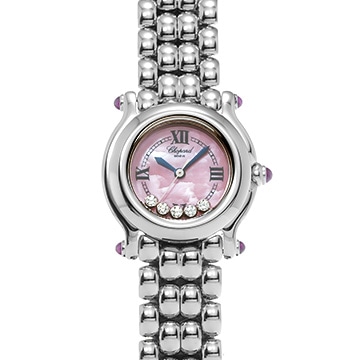 ショパール ハッピースポーツ 27/8250-42 ピンクシェル/ダイヤモンド レディース 時計 【中古】【wristwatch】