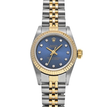 ロレックス オイスターパーペチュアル 67193G ブルー/ダイヤモンド レディース 時計 【中古】【wristwatch】