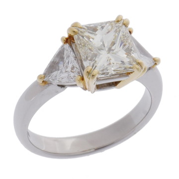 ノーブランド プリンセスカット ダイヤリング メイン石3.014ct シルバー Pt900プラチナ レディース ジュエリー 【中古】【jewelry】