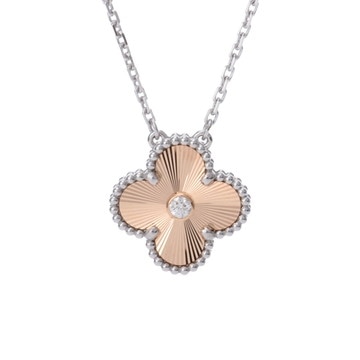 ヴァン クリーフ&アーペル ヴィンテージアルハンブラ ネックレス ギヨシェ 2024年ホリデー シルバー VCARPNTH00 K18ホワイトゴールド WG/K18ピンクゴールド PG レディース ジュエリー 【中古】【jewelry】